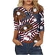 thumbnail image 1 of Camiseta Casual Suelta Del Botón Impreso Del Día de la Independencia de la Mujer de Manga Superior de 3/4 para el Hogar Y el Uso Diario, 1 of 4