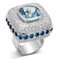 thumbnail image 1 of Alamode LOA861-9 Women Rhodium Brass Ring with Synthetic in London Blue - Size 9, 1 of 1
