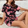 thumbnail image 4 of Hirioo Hearts for Women's 2 Piece Short-Sleeved Pajama PJ Sets for Women Shorts with Pockets Womens Lounge Set-X-Large, 4 of 6