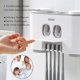 thumbnail image 3 of Elementos esenciales innovadores para el baño, dispensador automático de pasta de dientes con soporte para cepillos de dientes montado en la pared, diseño multifuncional para uso familiar (gris), 3 of 5