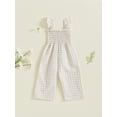 thumbnail image 5 of Loicainy Baby Toddler Girl Plaid Jumpsuit 6 12 18 24 Months 2T 3T 4T Ruffle Sleeveless Smocked Romper Suspender Pants Summer Outfit, 5 of 10