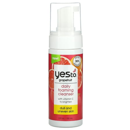 Yes To Grapefruit Daily Foaming Cleanser, Brightening Face Wash That Removes Make Up & Impurities Without Stripping Skin & Leaves You Glowing, With Vitamin C, Natural, Vegan & Cruelty Free, 5 Fl Oz