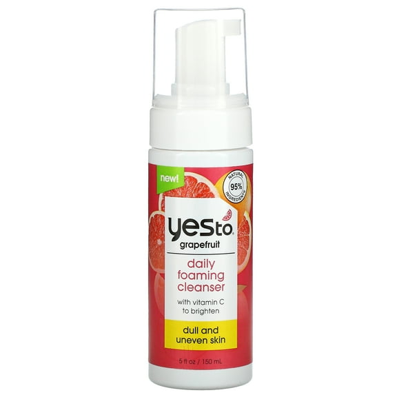 Yes To Grapefruit Daily Foaming Cleanser, Brightening Face Wash That Removes Make Up & Impurities Without Stripping Skin & Leaves You Glowing, With Vitamin C, Natural, Vegan & Cruelty Free, 5 Fl Oz