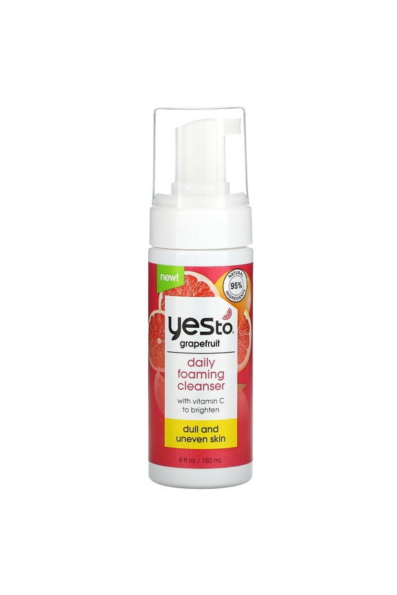 Grapefruit Daily Foaming Cleanser, Brightening Face Wash That Removes Make Up & Impurities Without Stripping Skin & Leaves You Glowing, With Vitamin C, Natural, Vegan & Cruelty Free, 5 Fl Oz