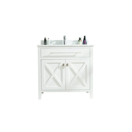 

Homestock Handcrafted Haven - 36 - White Cabinet White Carrara Marble Countertop