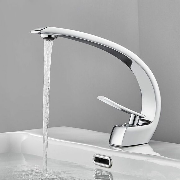 Basin Mixer Taps, Ceramic Valves Ultrahigh Hydraulic Pressure Tested for Single Hole Bathroom Sink Faucet, Chrome Finish Resistant to Tarnish