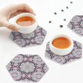 thumbnail image 4 of Leather Coasters with Heat-resistant for Drinks, Paisley Pattern No.9036 -标题2 Hexagon, 4 of 5