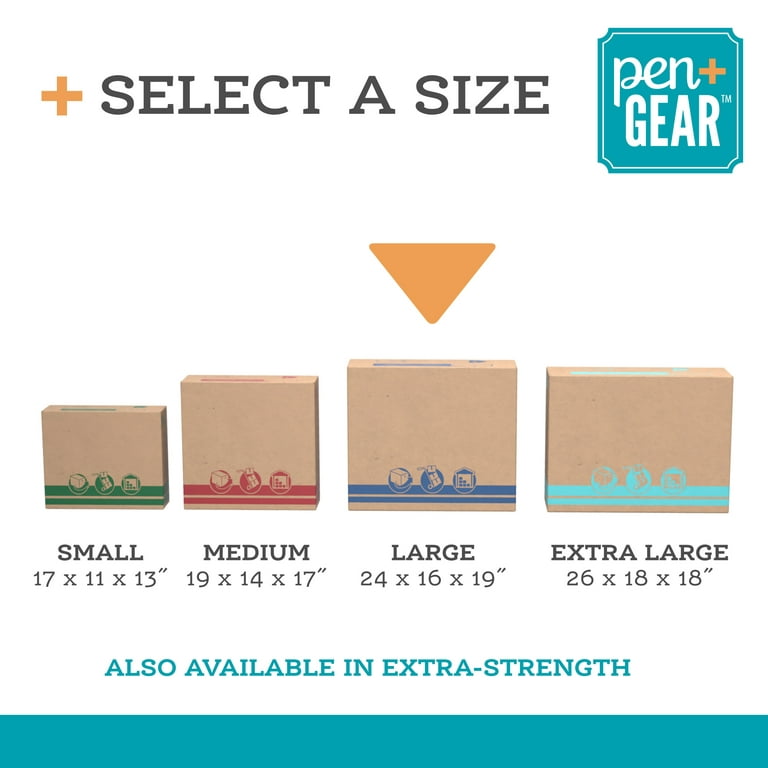 Pen+Gear Small Recycled Moving and Storage Boxes, 17 in. L x 11 in. W x 13  in. H, Kraft, 25 Count 