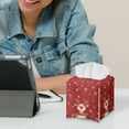 thumbnail image 4 of ZUXONGSY Christmas Deer Square Tissue Box Covers PU Leather Tissue Cube Box Cover Wear Resistant Facial Tissue Case Waterproof Tissue Cover Christmas Home Decoration, 4 of 7