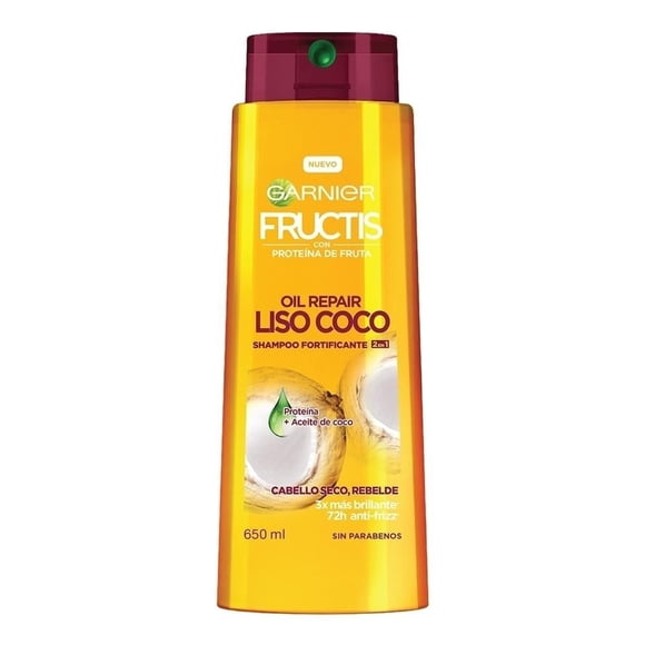 Shampoo Garnier Fructis oil repair liso coco cabello seco y rebelde 650 ml