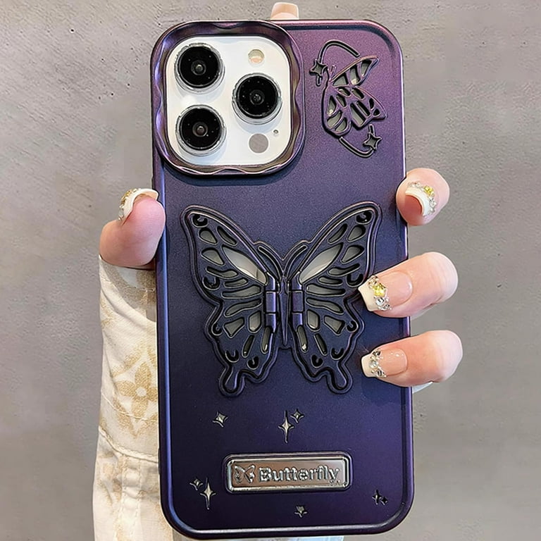 Lafunda Cover Glitter Compatibile con iPhone 14 Pro Max Cover per Ragazze, Custodia Lucida con Diamanti, 3D Bling Cristallo Case per iPhone 14 Pro Max-Viola