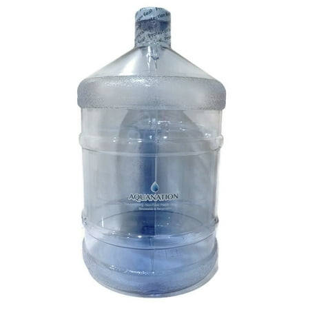 Gallon Water Container AquaNation 1 Gallon Polycarbonate Reusable Daily 8 Plastic Drinking Water Bottle Jug Container with Holder Drinking Canteen (Light Blue) ()
