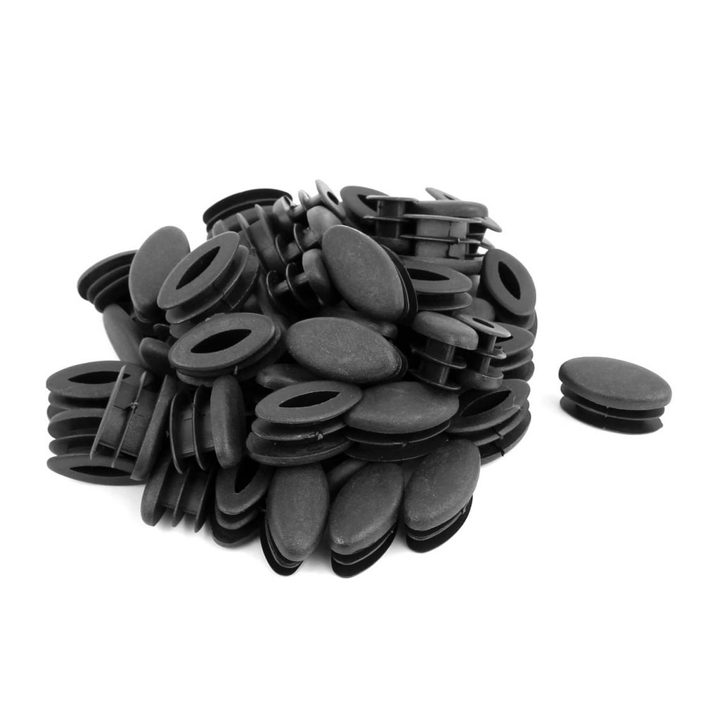 Home Office Plastic Oval Shaped Table Chair Leg Feet Tube Inserts Black