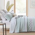 thumbnail image 2 of Dduoxin Edredón Floral Tamaño King – Edredón Reversible 100% Algodón Con 2 Fundas De Almohada, Colchas Suaves De Granja, Edredones Ligeros A Rayas, Juego De Cama Verde/Gris, 2 of 5