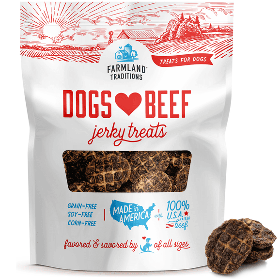 Farmland Traditions Dogs Love Beef Jerky Dog Treats with Only 4 Ingredients and No Fillers, 2.5 Pound Bag