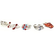 925 Sterling Silver Toe-rings (Pack of 5 Pairs)- Set #09