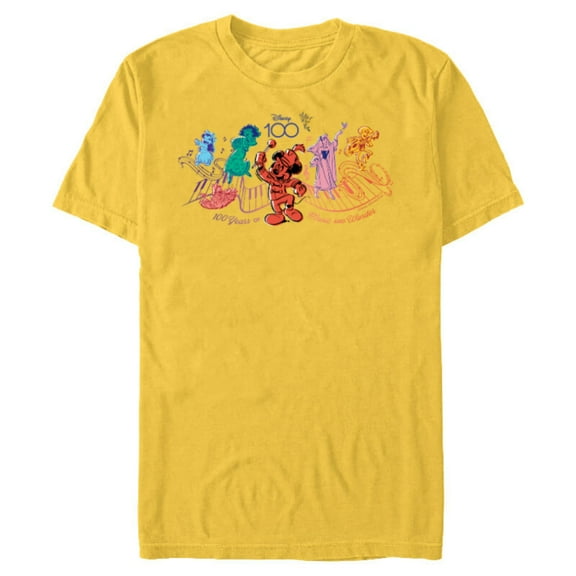 Disney 100 Years of Music and Wonder Piano Color Fill D100 - Short Sleeve Blended T-Shirt for Adults - Customized-Yellow