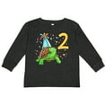 thumbnail image 3 of Inktastic 2nd Birthday Cute Turtle in Party Hat with Confetti Boys or Girls Long Sleeve Toddler T-Shirt, 3 of 5