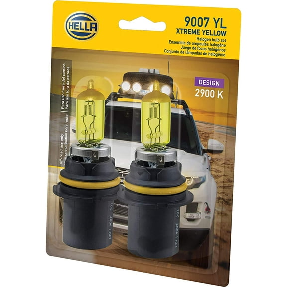 HELLA 9007 YL Bulb 12V 65/55W Px29T T4.625 Yellow 2Blis