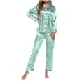 thumbnail image 1 of Qertyioot Femmes Décontracté en Vrac Solide Col Rond Pantalon à Manches Longues Home Set Summer Épargne, 1 of 6
