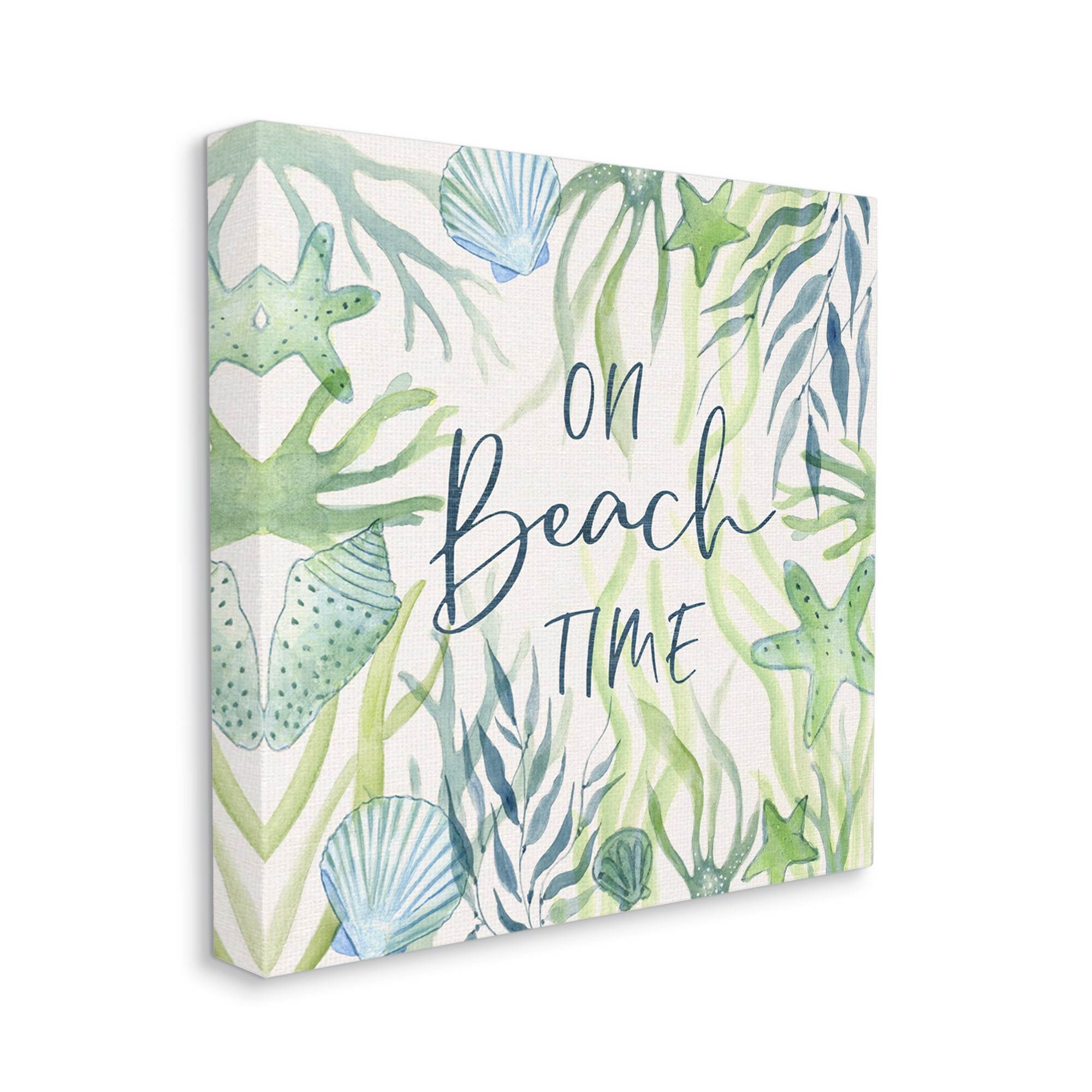 Stupell Industries Beach Time Phrase Animals & Insects Painting Gallery Wrapped Canvas Art Print Wall Art, 30 x 30