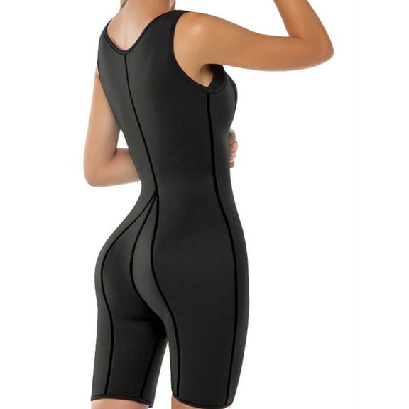 Neoprene Waist Trainer Body Suit Sauna Suit Body Shaper Waist Cincher Bodysuit Order One Size UP FREE Eyeglass Pouch by Juniper's Secret (Black, Small - US 4/6)