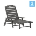 thumbnail image 2 of Flash Furniture Monterey Set of 2 Adjustable Adirondack Loungers with Cup Holders- All-Weather Indoor/Outdoor HDPE Lounge Chairs in Gray, 2 of 13
