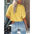 thumbnail image 2 of Dellytop Women Half Sleeve Drop Shoulder Solid Color Basic Crop Tops, 2 of 3