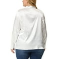 thumbnail image 3 of Agnes Orinda Women's Plus Size Long Sleeve  Work Office Tie Neck Long Sleeves Satin Shirts 1X White, 3 of 7