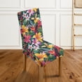 thumbnail image 3 of Xoenoiee Tropical Hibiscus Plumeria Leaves Print Dining Chair Covers Stretch Chair Slipcovers Anti-Slip Covers for Dining Chair Removable Washable Parsons Kitchen Chair Covers, 1 Pack, 3 of 7