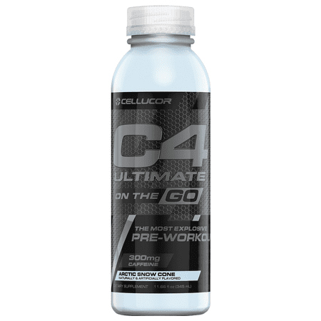 Cellucor C4 Ultimate On The Go Pre Workout Energy Drink, Arctic Snow Cone, 11.66 Fl Oz, 12