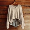 thumbnail image 2 of NMMUED Knitted Tops for Women V Neck Sweater Knitted Sweater Business Casual Sweaters for Women Sweater Tops for Women Long Sleeve Sweaters for Women Knit Sweater for Women Beige L, 2 of 3