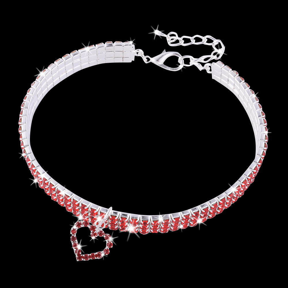 Rosnek Jeweled Crystal Dog Collars, Puppy Dog Leashes Harnesses