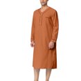 thumbnail image 6 of Mens Nightshirt Sleepwear Casual Long Sleeve V Neck Henley Sleep Shirt Loungewear with Pocket, 6 of 7