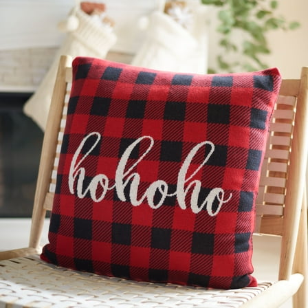 SAFAVIEH Ho Ho Ho Pillow, 20" x 20", Red