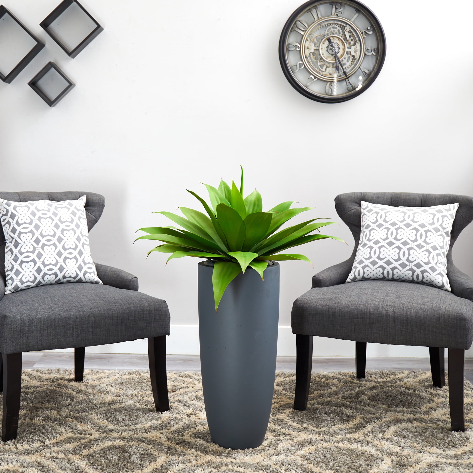 Nearly Natural 38"H Agave Artificial Plant in Gray Cylinder Planter