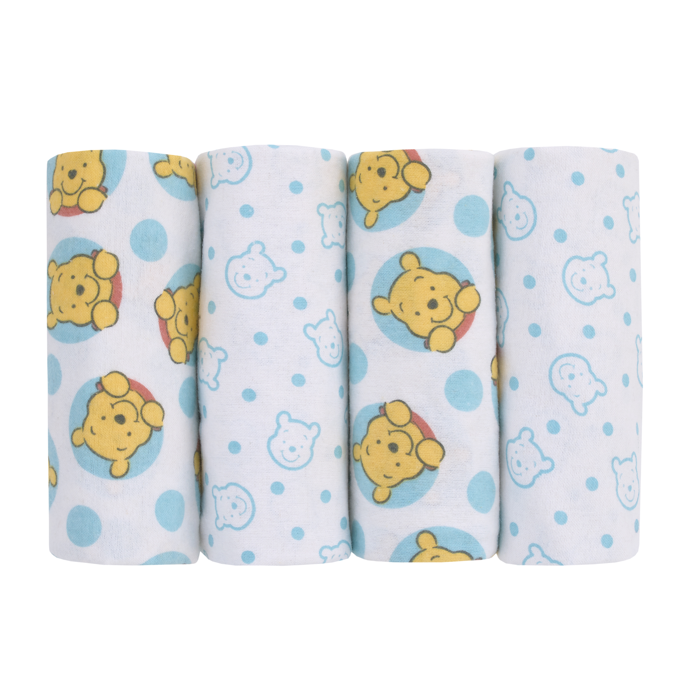 Disney Winnie the Pooh so Loved 4-PK Cotton Receiving Blankets, Yellow, Aqua, Boy and Girl Infant - image 3 of 8