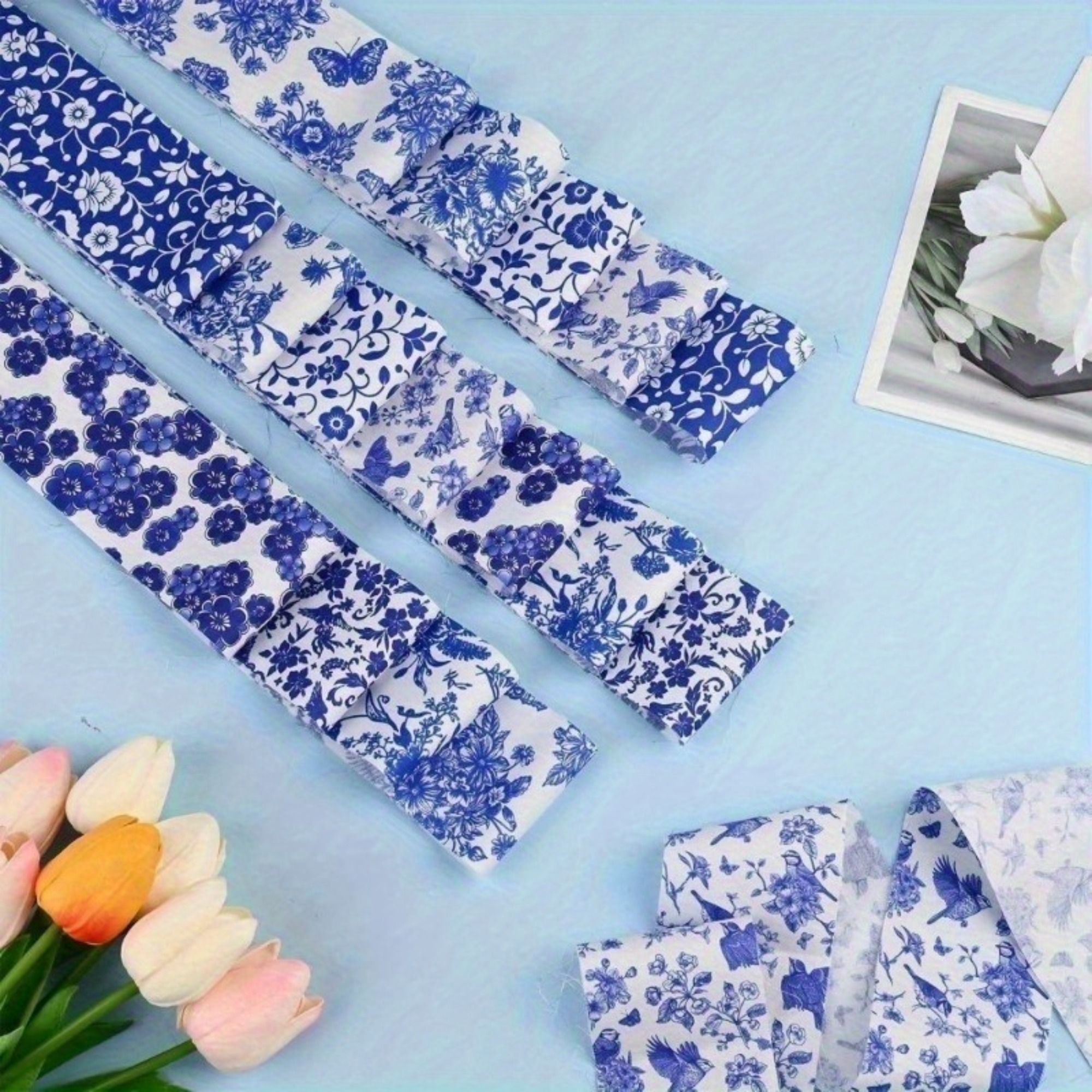 Heymaple 40Pcs Jelly Roll Fabric Strips for Quilting and Sewing, 2.6" x 20" Precut Fabric for DIY Crafting, Chinoiserie Series
