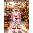 thumbnail image 3 of RUINIXCW Toddler Baby Halloween Clown Long Sleeve Ruffled Crew Neck Romper, 3 of 6