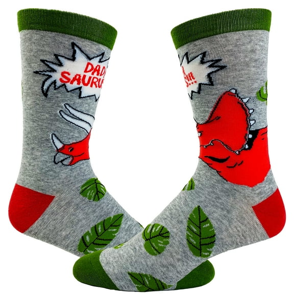 Men's Dadasaurus Socks Funny Triceratops Father's Day Dinosaur Novelty Footwear
