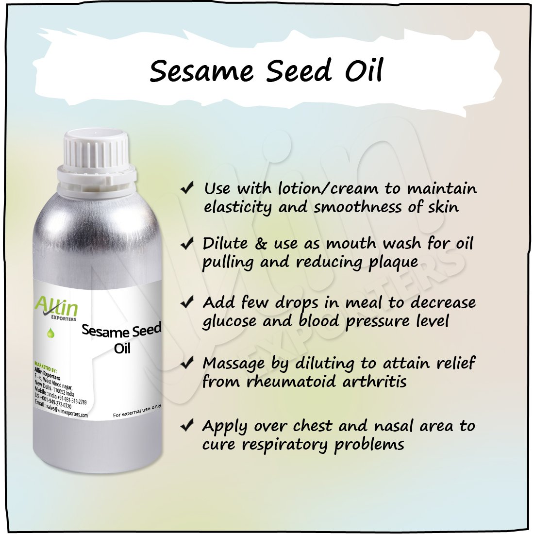 The Ultra Fine Sesame Seed Oil Comes From Pure Expeller Pressed Sesame