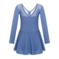 thumbnail image 2 of YONGHS Kids Girls Ballet  Dance Leotard Tutu Dress Long Sleeve Gymnastics Dancewear Blue 7-8, 2 of 7
