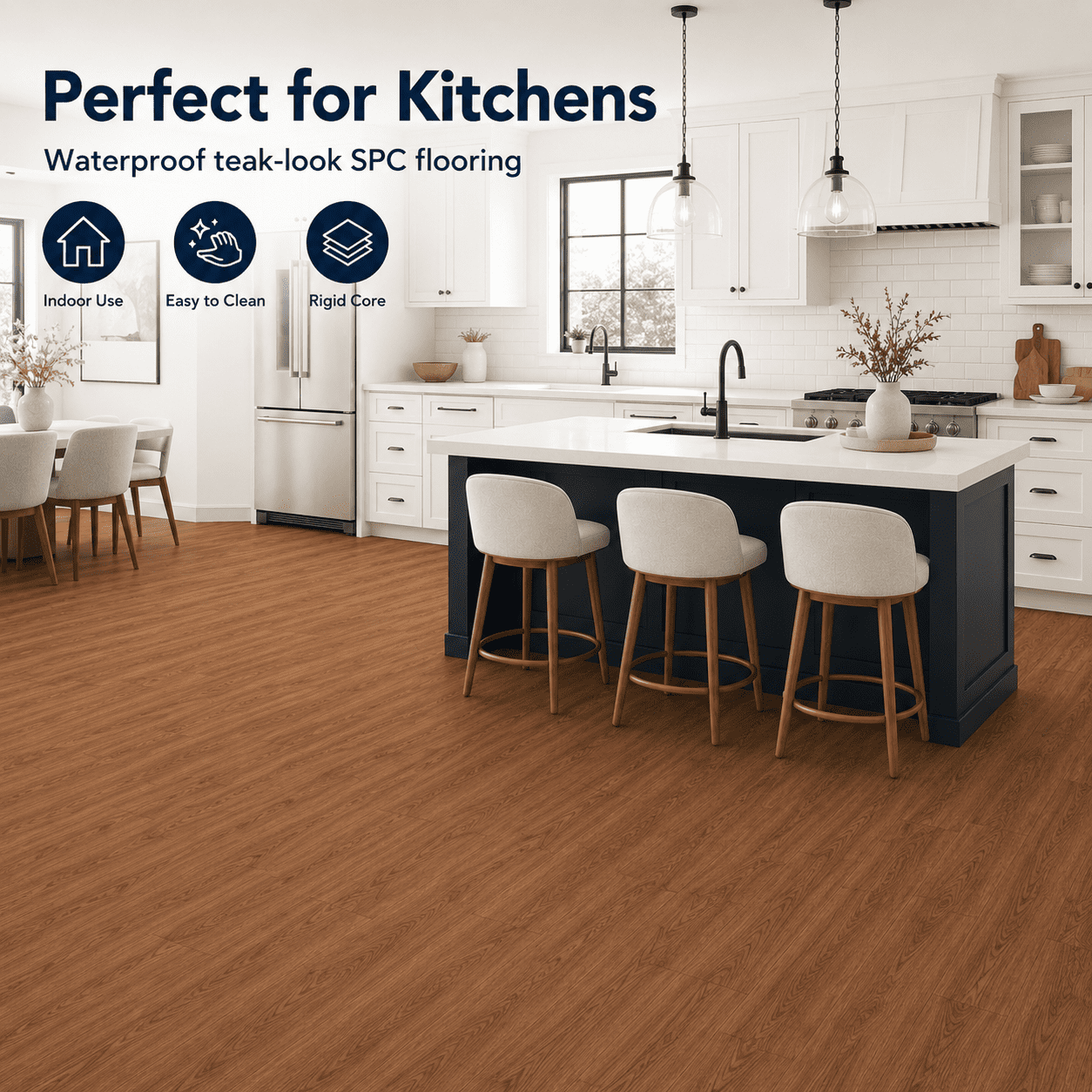 Yeslife 24-Piece Interlocking Luxury Vinyl Flooring Tile, 23.98 x 5.98 in., Teak SPC Rigid Core, 23.9 sq. ft.