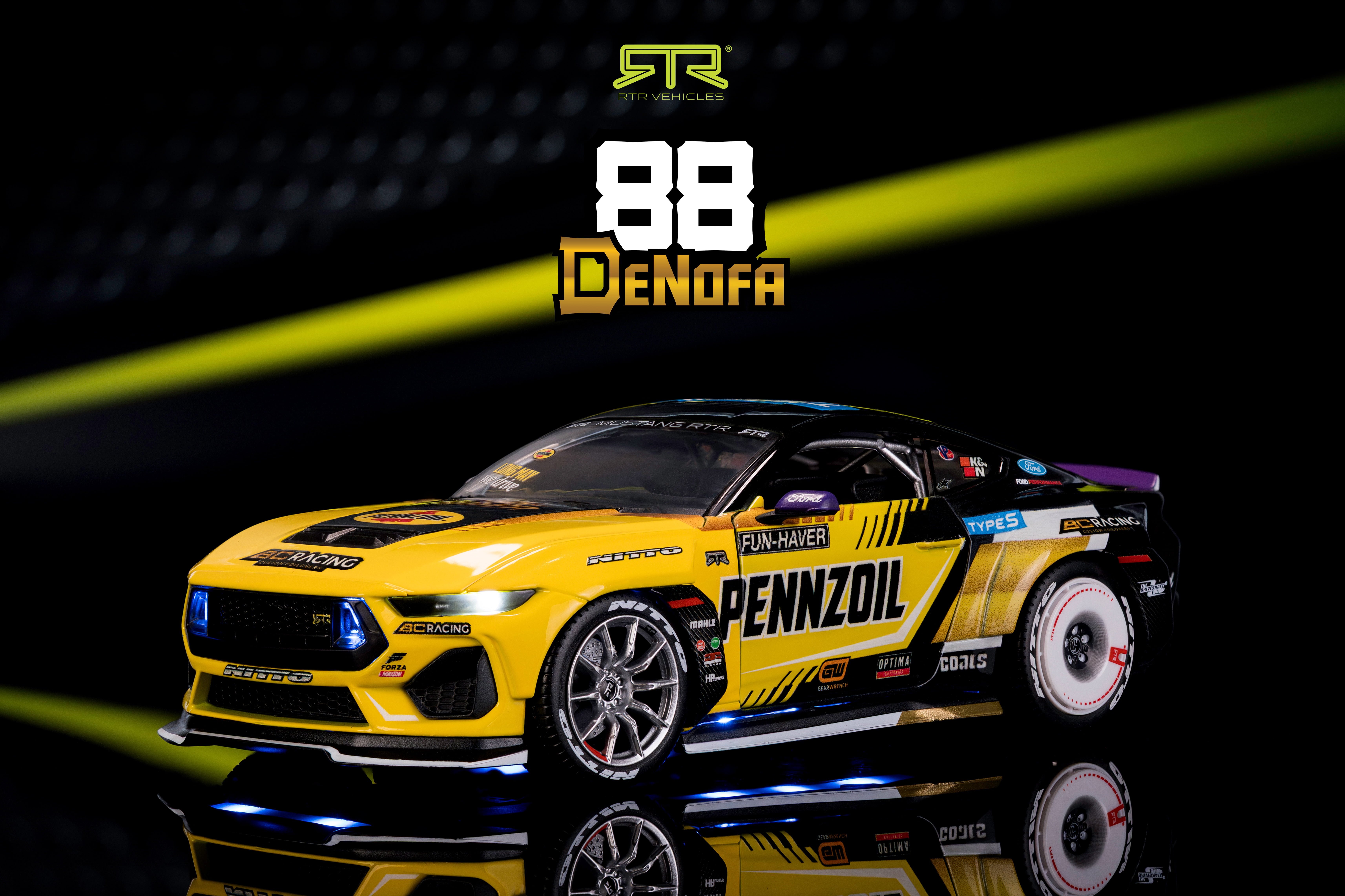 Jada Toys AutoZone 2023 Ford Mustang RTR Chelsea Denofa Die Cast Car 1 24 Scale Championship Livery Collectible Model