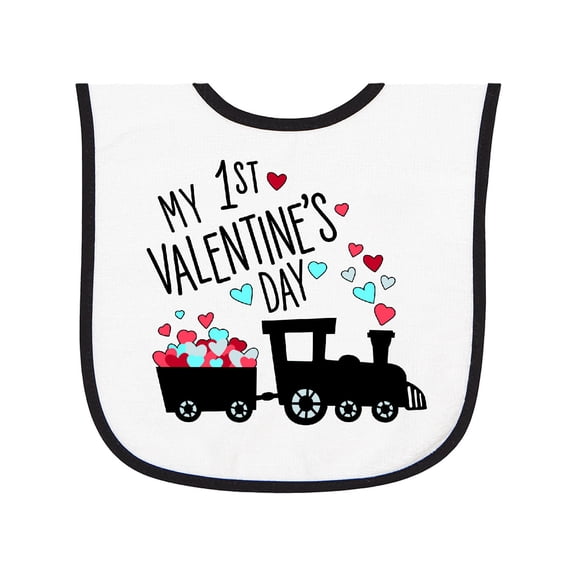 Inktastic My First Valentines Day Train Baby Terry Cloth Bib