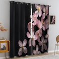 thumbnail image 2 of Cherry Blossom Curtains For Living Room, Pink Flowers Blackout Curtains, Simple Black Window Treatments, Room Darkening Grommet Drapes For Bedroom 38"W x 54"L (Pack of 2), 2 of 6
