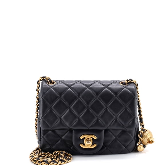 Pre-Owned Pearl Crush Square Flap Bag Quilted Lambskin Mini By Rebag