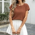 thumbnail image 2 of Stichou Women's Sweater Vest Spring Summer Cap Sleeve Crew Neck Casual Loose Knit Business Tops Western Vacation Outfits Brown S, 2 of 5