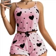 thumbnail image 1 of Conjunto de Pijama de 2 Piezas con Estampado Gráfico para Mujer, Top Corto y Pantalones Cortos de Verano, Conjuntos de Ropa de Dormir Acanalados. Rosa Negro L, 1 of 5
