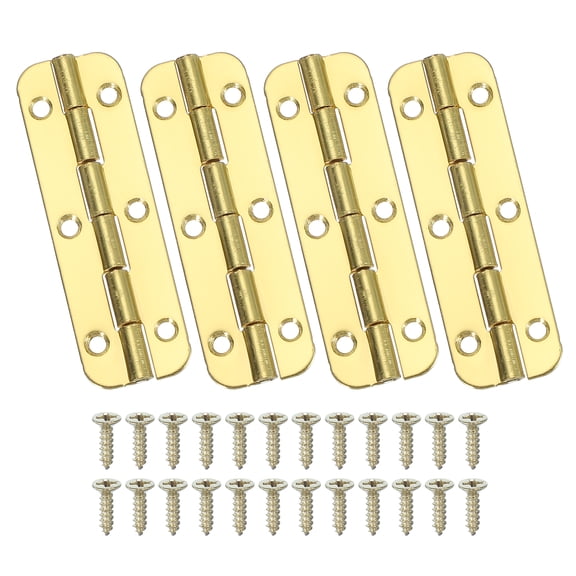 Small Piano Hinge 180Degree Jewelry Box Hinges with Screws for Jewellery Wooden Box (Bright Gold, Pack of 4)